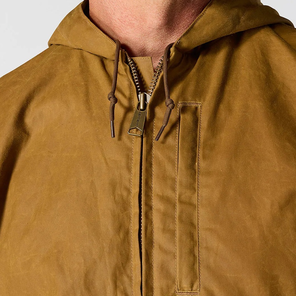 Carhartt Men's Brown Waxed Hooded Bomber Jacket Warm S Small - Picture 3 of 12